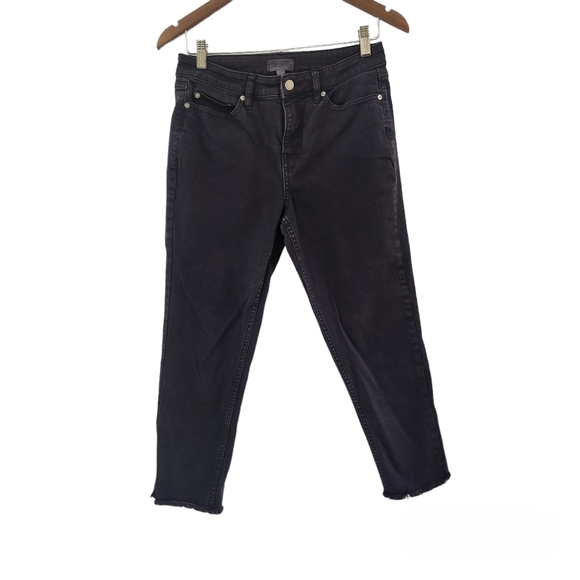 Candace Cameron Bure Black Ankle Raw Hem Jeans Pants Womens Size 4P 4 Petite - Picture 1 of 5
